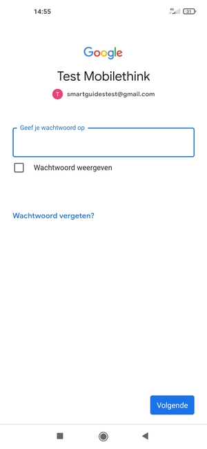 Voer uw Gmail wachtwoord in en selecteer Volgende