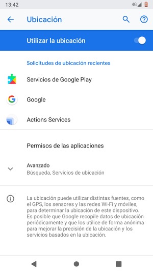 Desactive Ubicación