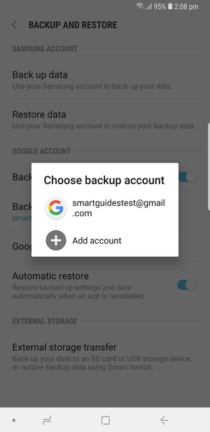Select your backup account