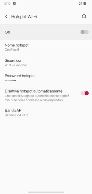 Seleziona Password hotspot