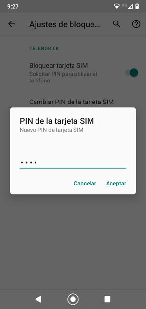 Introduzca su Nuevo PIN de tarjeta SIM y seleccione Aceptar