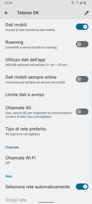 Per modificare la rete, in presenza di problemi, disattiva Seleziona rete automaticamente
