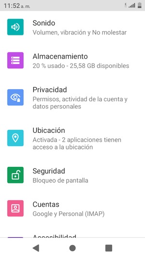 Desplácese y seleccione Ubicación