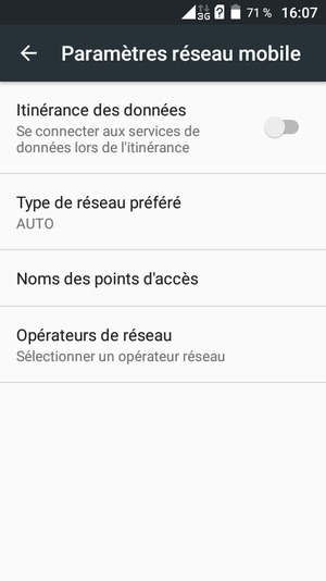 Sélectionnez Type de réseau préféré