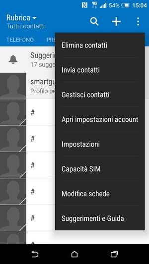 Seleziona Gestisci contatti