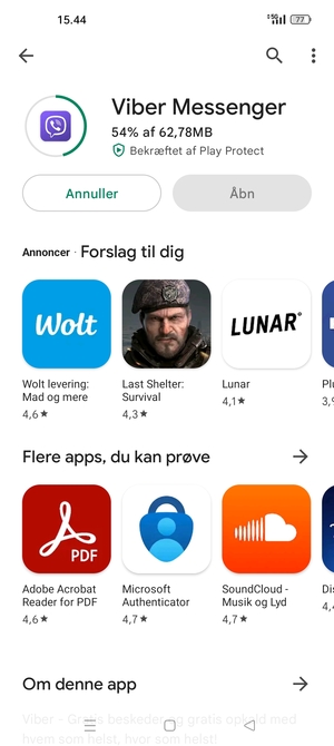 Afvent at installeringen er afsluttet