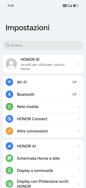 Seleziona Rete mobile