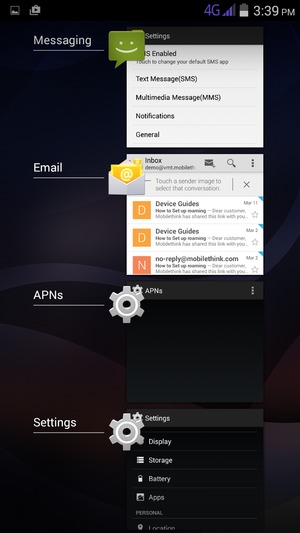 Swipe apps to the right to close them