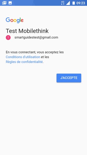 Sélectionnez J'ACCEPTE