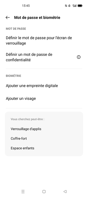 Sélectionnez Définir le mot de passe pour l'écran de verrouillage