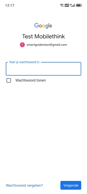 Voer uw Gmail wachtwoord in en selecteer Volgende