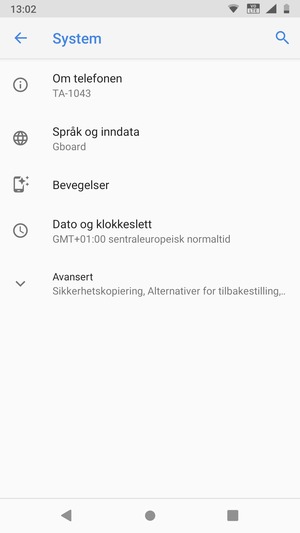 Velg Avansert