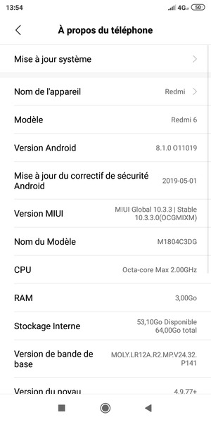 Sélectionnez Mise à jour système