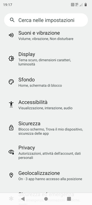 Scorri e seleziona Sicurezza