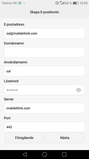 Ange Exchange serveradress och välj Nästa
