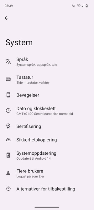Velg Sikkerhetskopiering