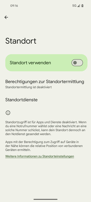 Schalten Sie Standort verwenden aus