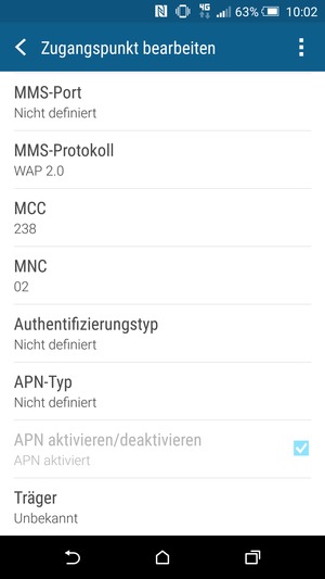 Scrollen Sie nach unten und geben Sie Ihre Internetinformationen ein