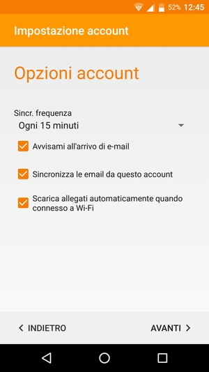 Seleziona AVANTI