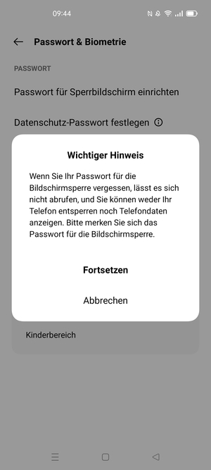 Wählen Sie Fortsetzen
