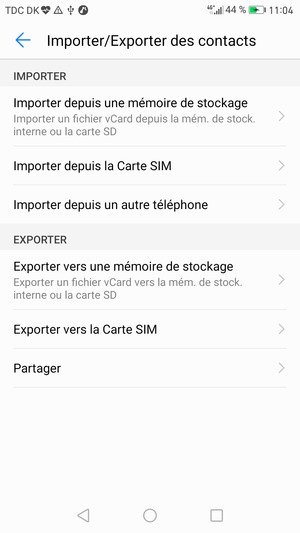 Sélectionnez Importer depuis la Carte SIM