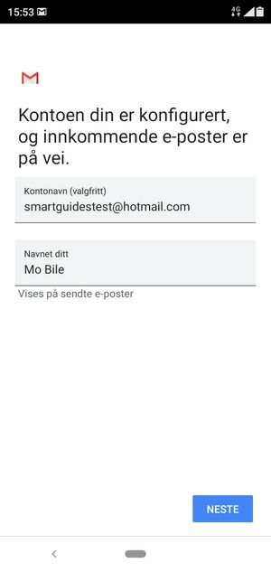 Gi kontoen din et navn, og skriv inn navnet ditt. Velg NESTE