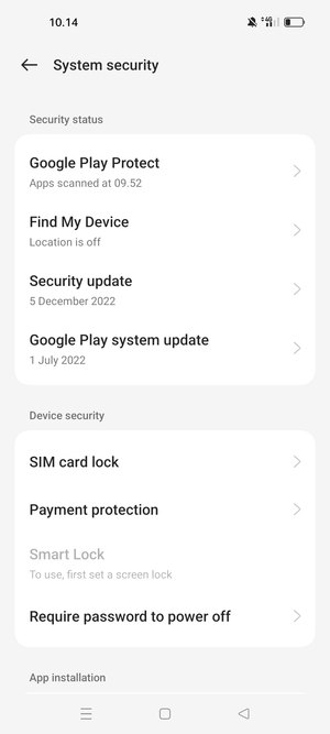 Select SIM card lock