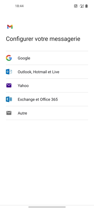 Sélectionnez Outlook, Hotmail et Live
