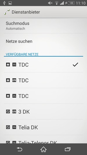 Wählen Sie einen Netzbetreiber von der Liste