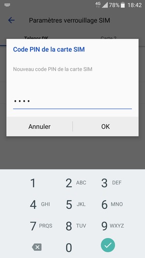Saisissez votre Nouveau code PIN de la carte SIM et sélectionnez OK