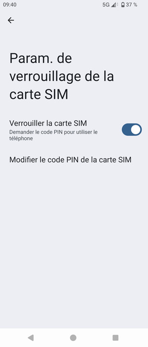 Sélectionnez  Modifier le code PIN de la carte SIM