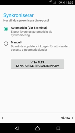 Tryck på ditt föredragna alternativ och välj NÄSTA