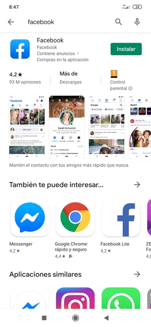 Seleccione la aplicación