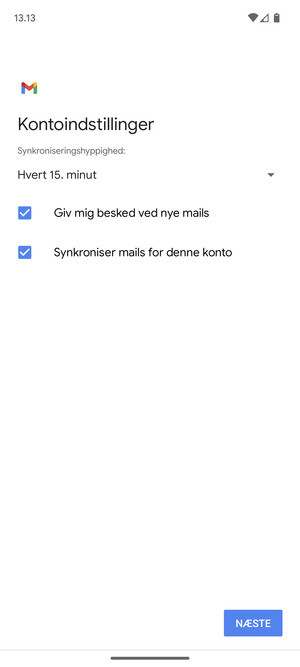 Vælg NÆSTE