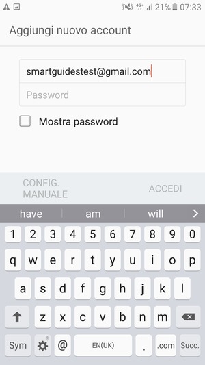 Inserisci il tuo indirizzo Gmail e seleziona Succ.