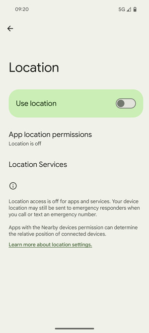 Turn off Use location