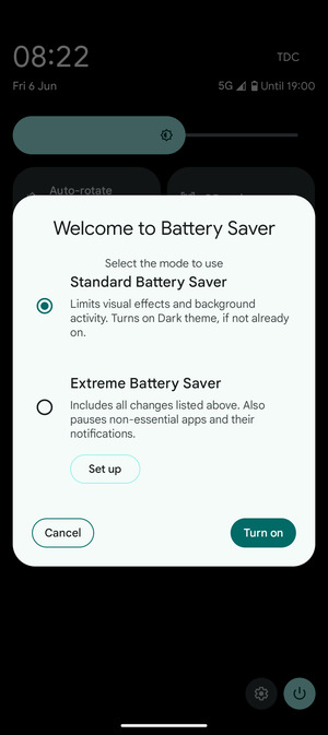 Select Turn on