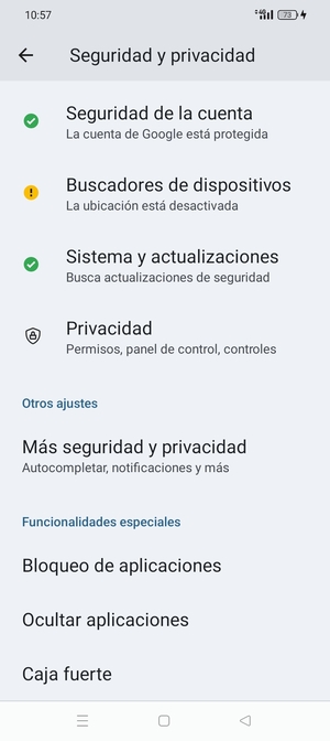 Desplácese y seleccione Más seguridad y privacidad