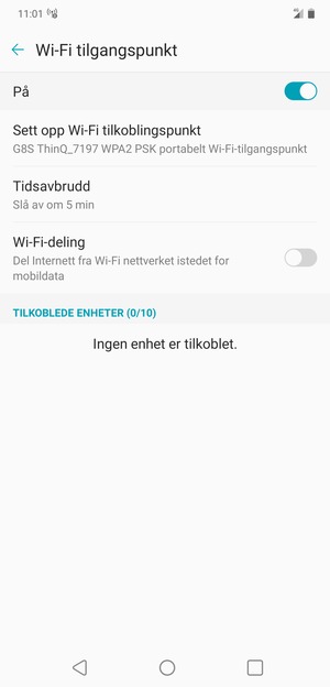 Telefonen din er konfigurert for bruk som et modem