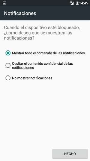 Seleccione la opción deseada y seleccione HECHO