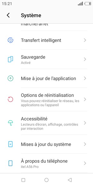 Faites défiler et sélectionnez Mises à jour du système