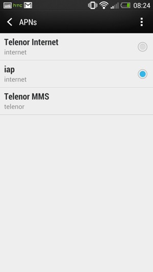 Select the Internet access point