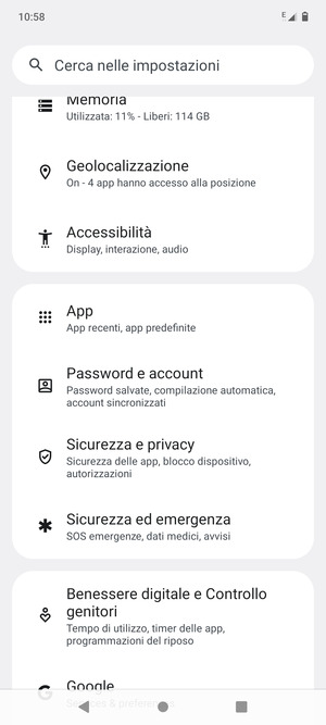 Scorri e seleziona Sicurezza e privacy