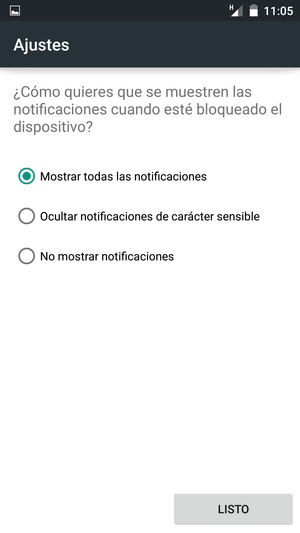 Seleccione la opción deseada y seleccione LISTO
