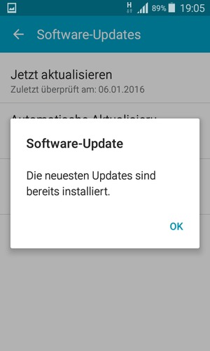 Falls Ihr Handy aktualisiert ist, wählen Sie OK