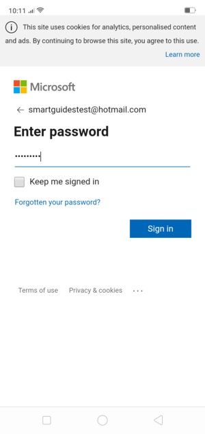 Enter your password and select Sign in