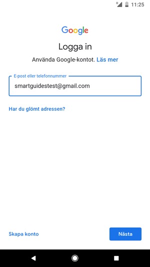 Ange din Gmail-adress och välj Nästa