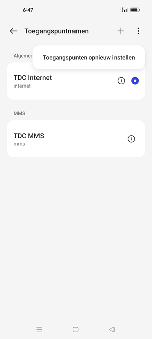 Selecteer Toegangspunten opnieuw instellen