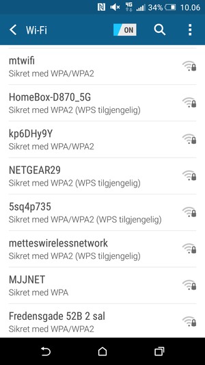 Velg det trådløse nettverket du vil koble til