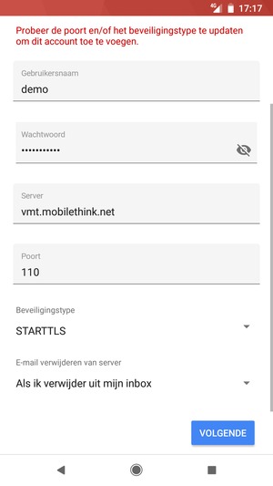 Selecteer Beveiligingstype